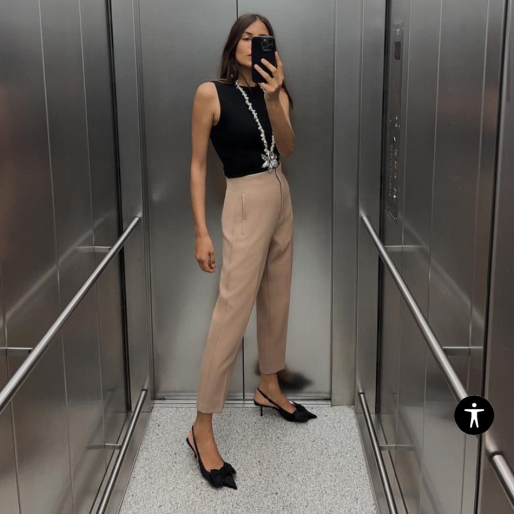ZARA HIGH WAISTED PANT TAUPE MEDIUM